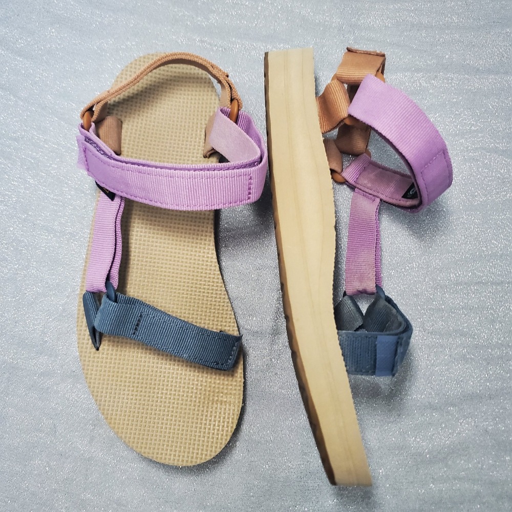 Teva Multicolor Strappy Platform Sandals — Lavender, Blue, Tan